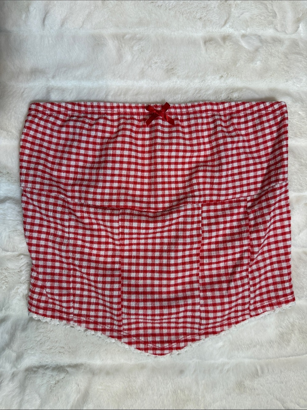 NWOT Red and White Gingham Tube Top